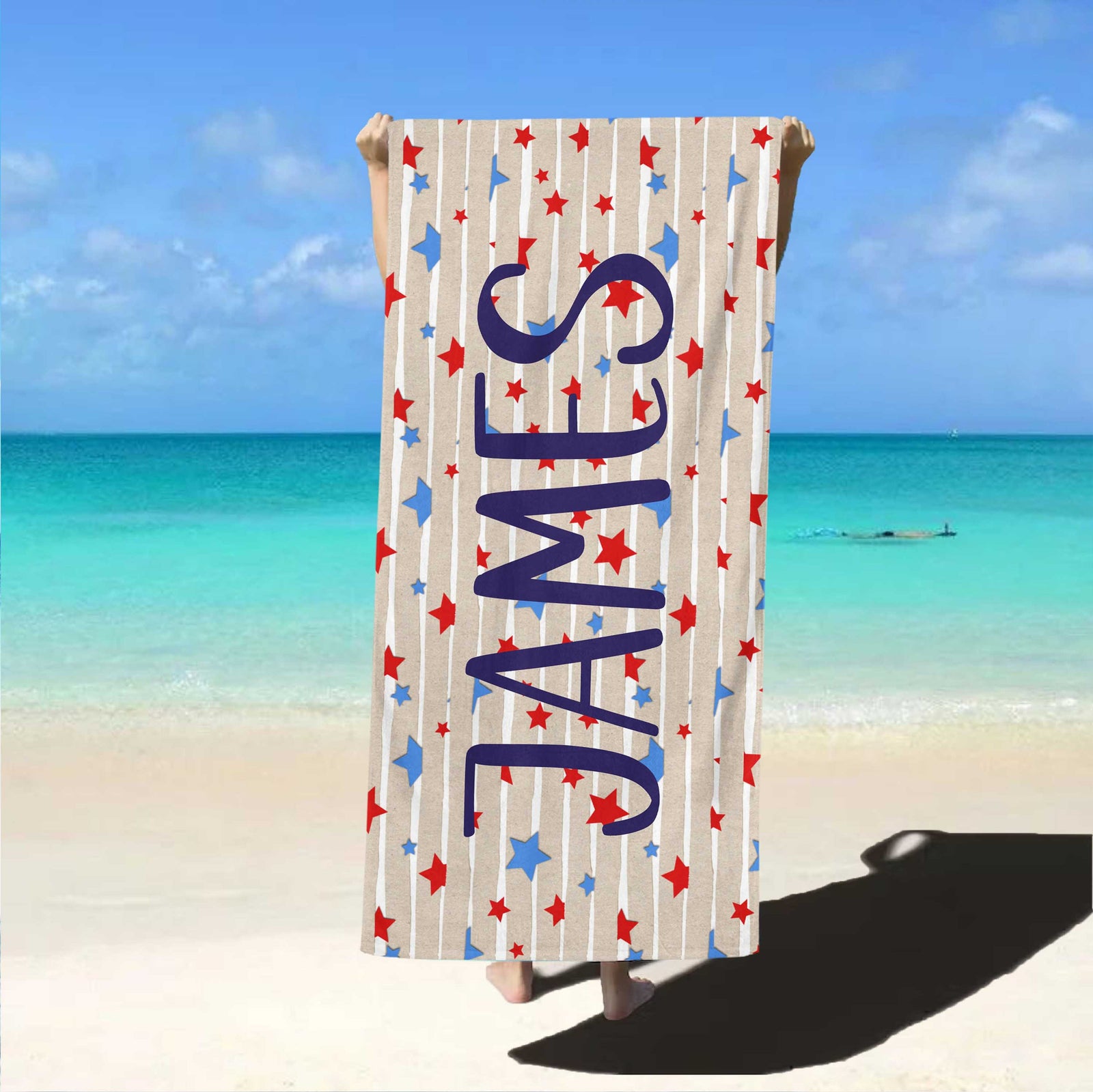 4th of July Beach Towel, American Summer Season Gift, Beach Aesthetic, American Freedom Gift, Independence Day Gift, Beach Painting Gift