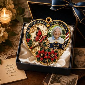 In Loving Memory Cardinal Photo Ornament - Personalized Memorial Gifts - Real 3D Raised Ornament