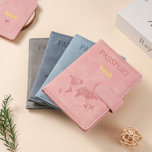 Personalized Passport Holder & Luggage Tag Set RFID Protection for Travelers, Custom Travel Gift