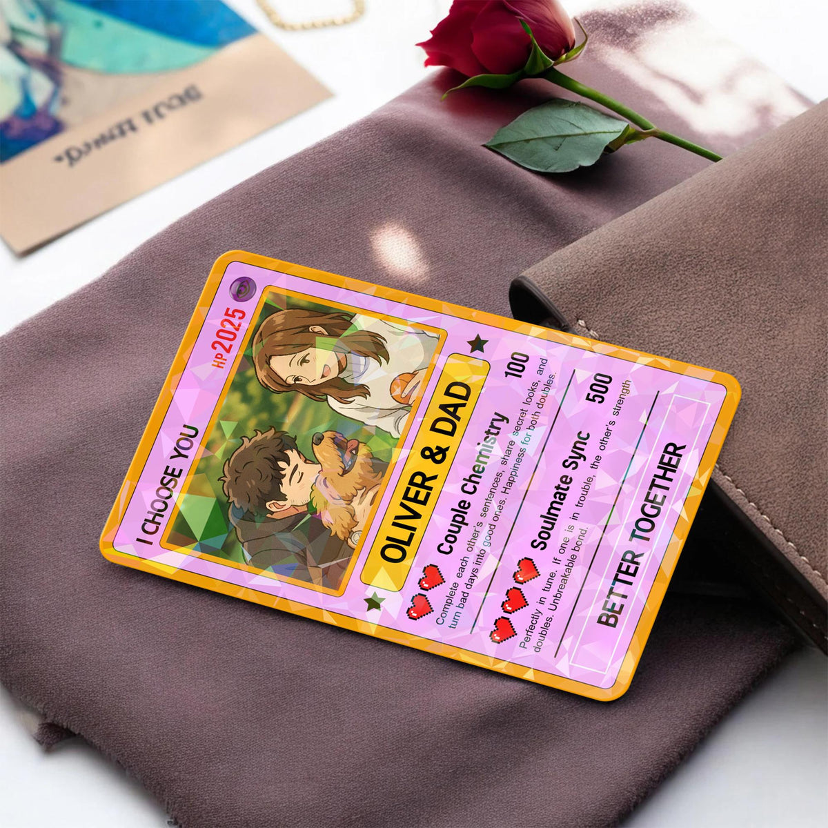 Personalized Poke Father's Day Card, Custom Anime-Inspired Gift for Dad, Father's Day Card from Kids, Unique Dad Trading Card Gift