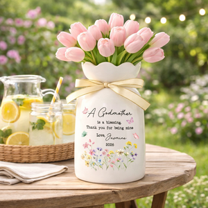 Personalized Christening Baptism Custom Godmother Godfather Bloom Vase, Godparents Planter, Thank You Gift, Mothers Day