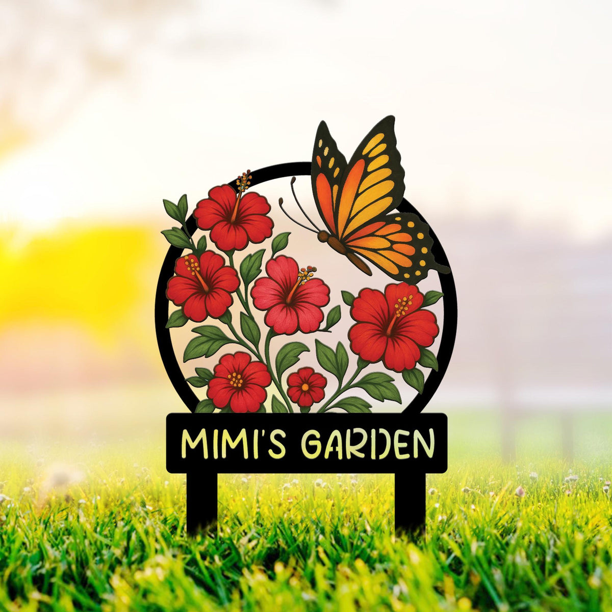 Personalized Butterfly Garden Sign with Stakes, Mother's Day Gift, Floral Yard Art, Nana's Blessings, Mom Gift, Mimi Gift, Outdoor Decor
