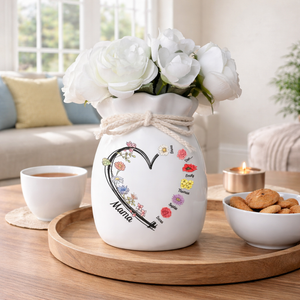 Every Bloom Belongs To Mama & Nana - Personalized Flower Vase With Ribbon - Gift For Mom, Grandma, Mother's Day Gift