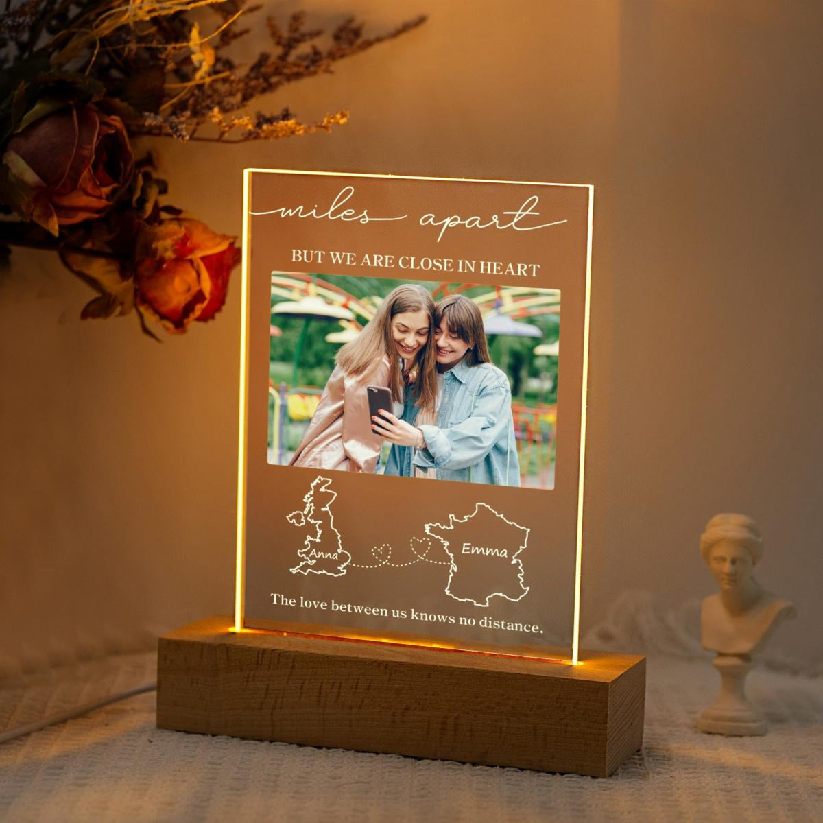 Custom Two Map Night Light, Long Distance Gift, Going Away Gift, Friends Gift, Couples Gift, Long Distance Friendship Gift,Leaving Home Gift