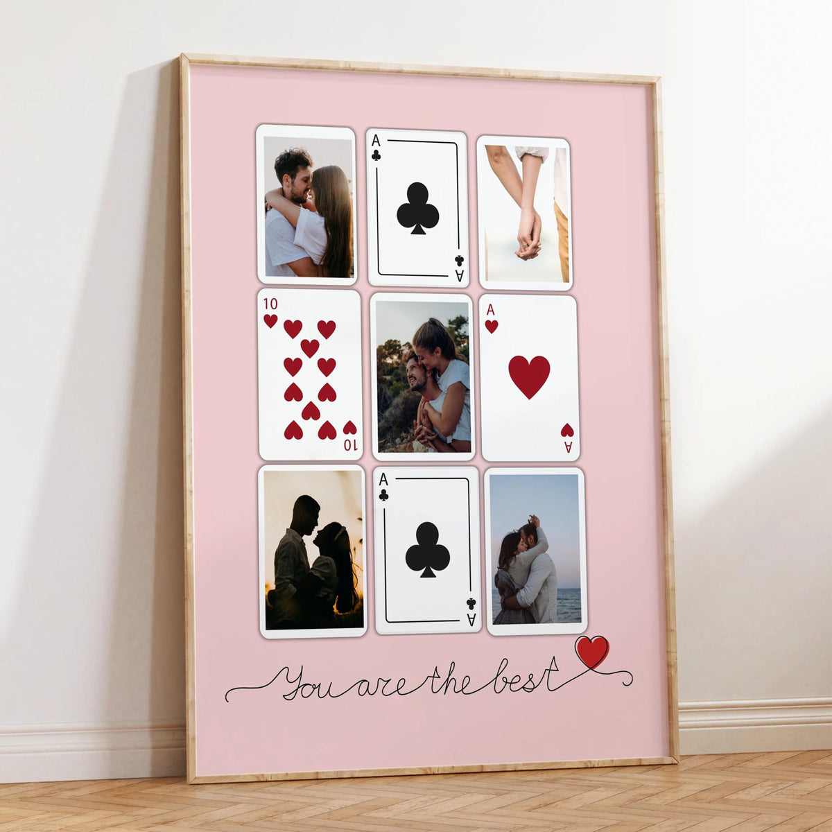 Custom Valentine's Day Anniversary Gift, Custom Playing Cards Photo Collage Wall Art, Unique Couples Gift, Romantic Gift