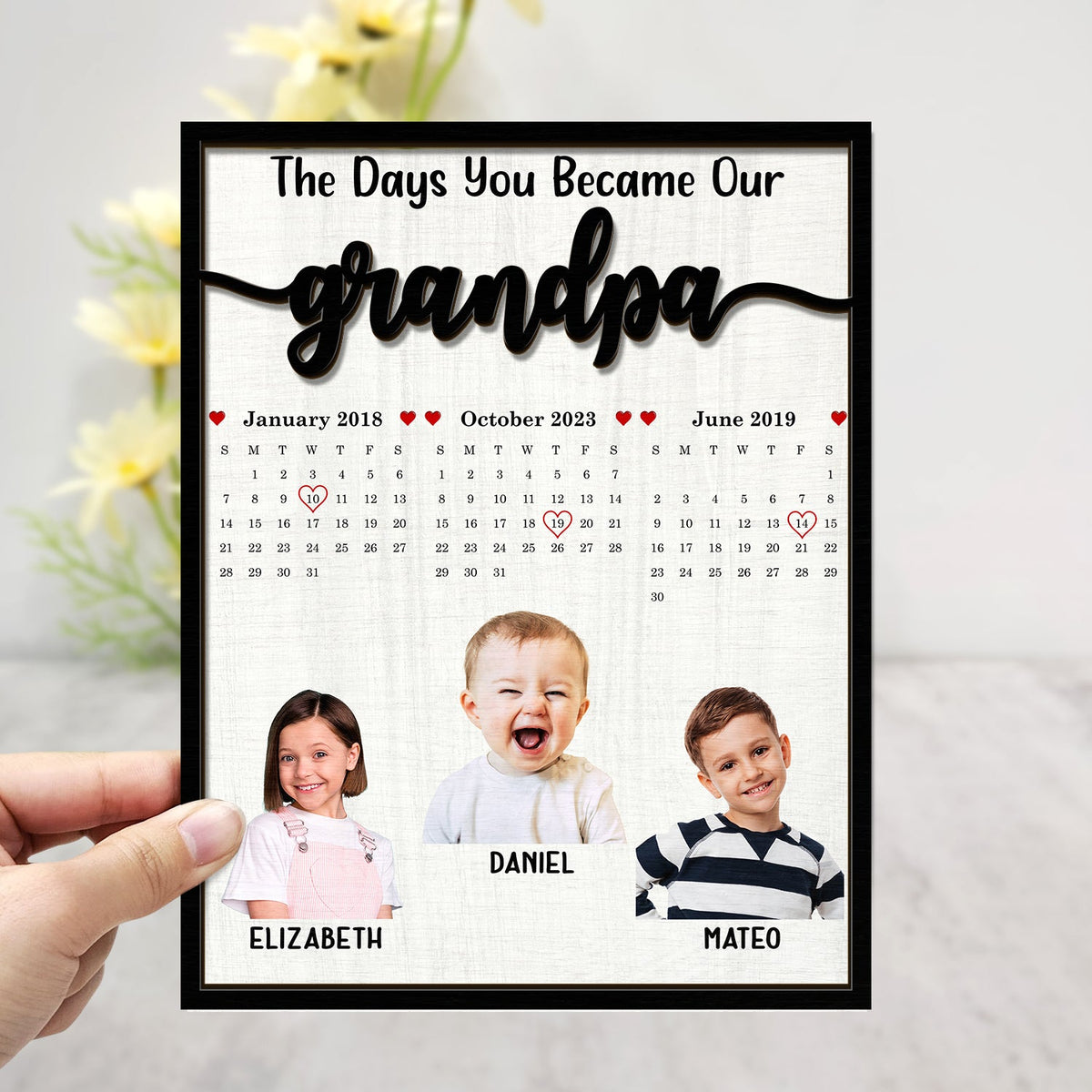 Custom Photo Calendar The Day You Became Our Dad - Personalized Wooden Plaque - Gift For Father, Grandfather, Father's Day Gift