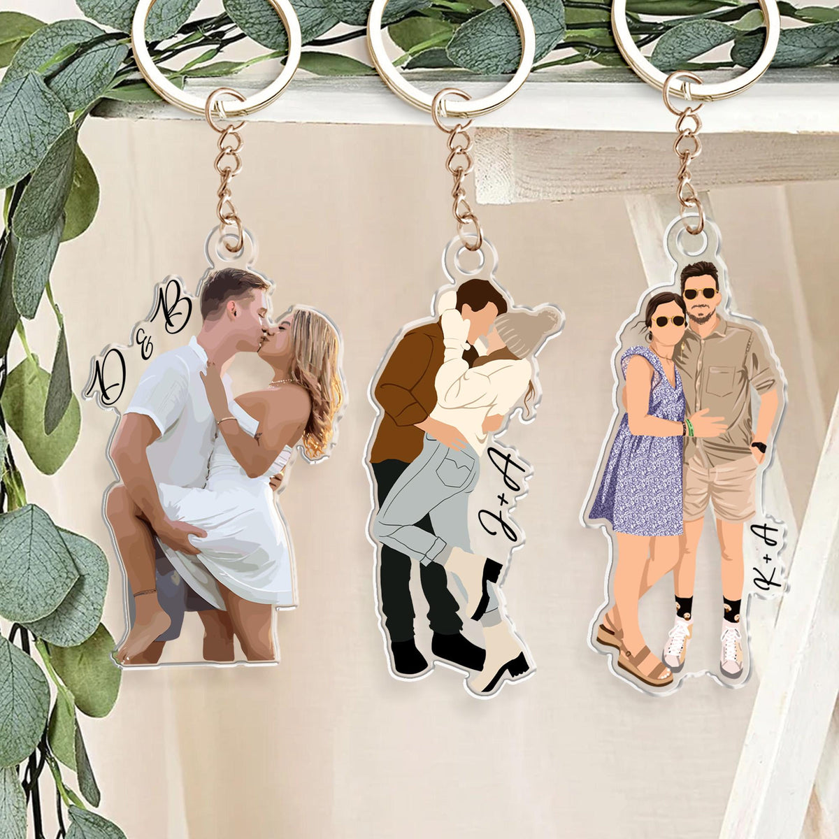 Personalized Couples Gift, Valentine's Gift For Him Her, Custom Faceless Portrait Keychain, Couples Photo Anniversary Gift, Boyfriend Gift