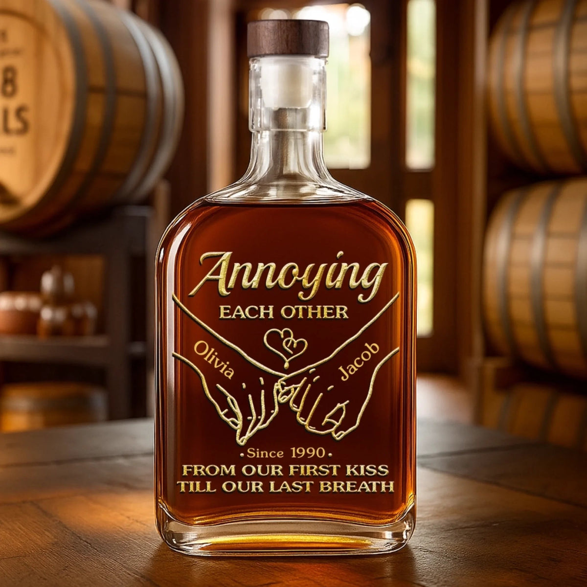 Annoying Each Other From Our First Kiss - Personalized Whiskey Bottle - Anniversary Gift, Valentine's Day Gift For Couple