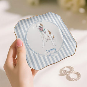 Custom Pet Portrait Watercolor Art Gift For Dog Mom, Cat Mom - Personalized Jewelry Dish