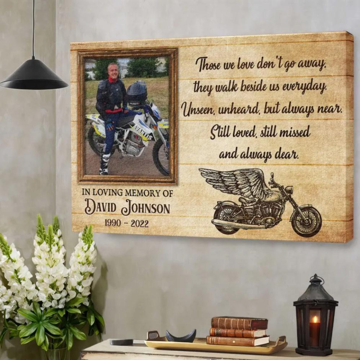 Memorial Gone Riding - Personalized Canvas - Sympathy Gift for Family, Memorial Father Grandpa