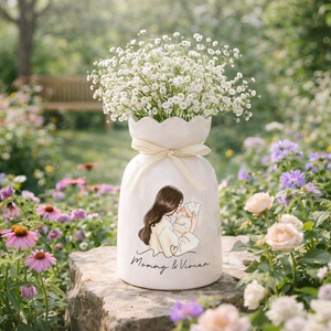 Personalised Mom Photo Ceramic Petal Vase, Mothers Day Gifts, Gift For Her, Gift For Mom, Grandma