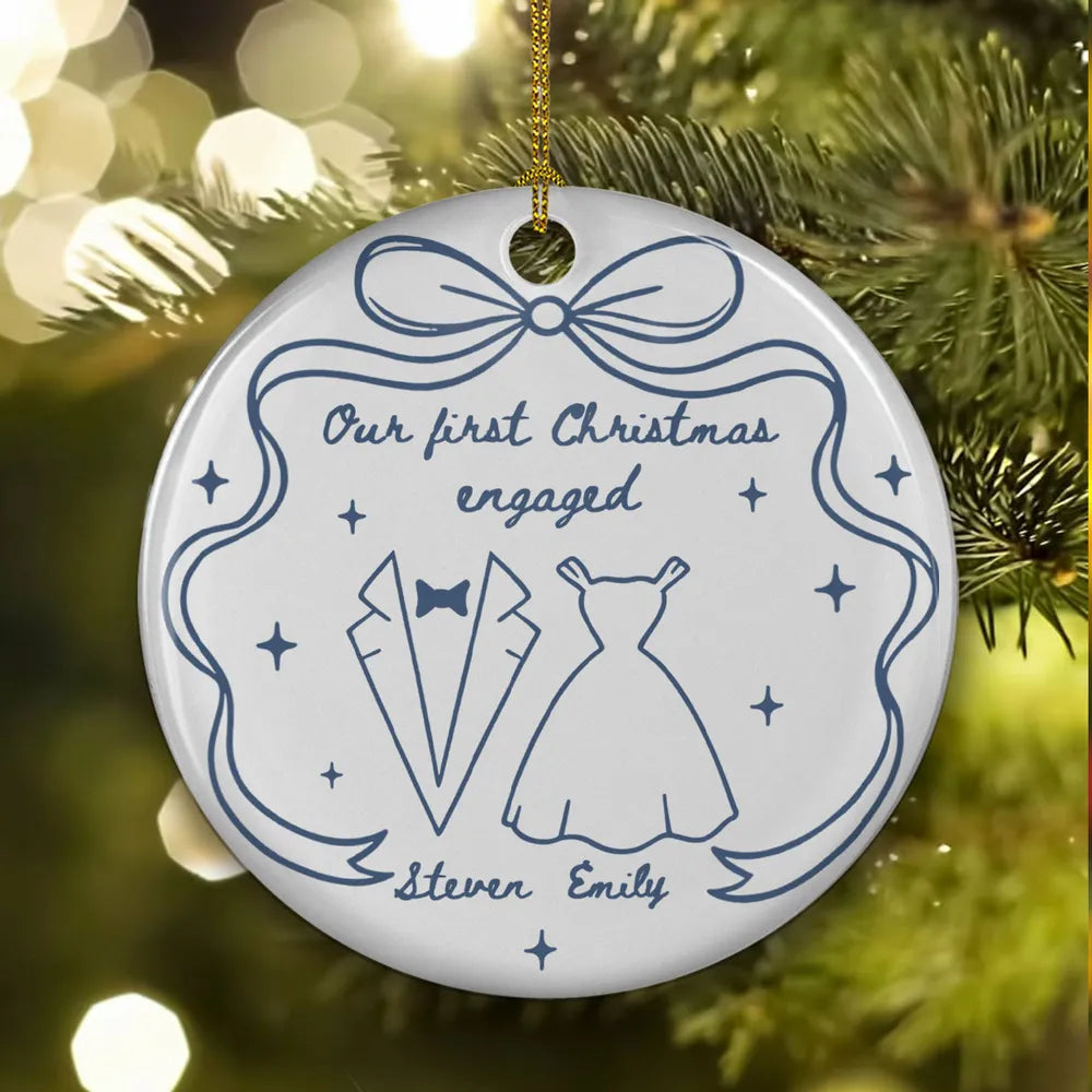 Our 1st Christmas Toile De Jouy - Personalized Ornament - Gift For Couple, Anniversary, Christmas Gift