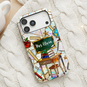 Classroom Inspired Teacher Book and Apple Design - Personalized Clear Phone CaseGift For Teachers and Educators