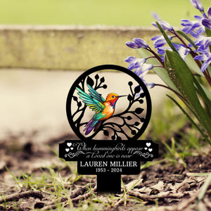 Custom Name Hummingbird Memorial Metal Stake, Hummingbird Name Sign, Garden Metal Stake, Sympathy Gift, Mother's Day, Memorial Stake