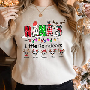 Christmas Grandmother Nana TShirt Sweatshirt Custom Kids Grandchildren Names Shirt Grandma Personalized Nana's Little Reindeers Mimi Nana