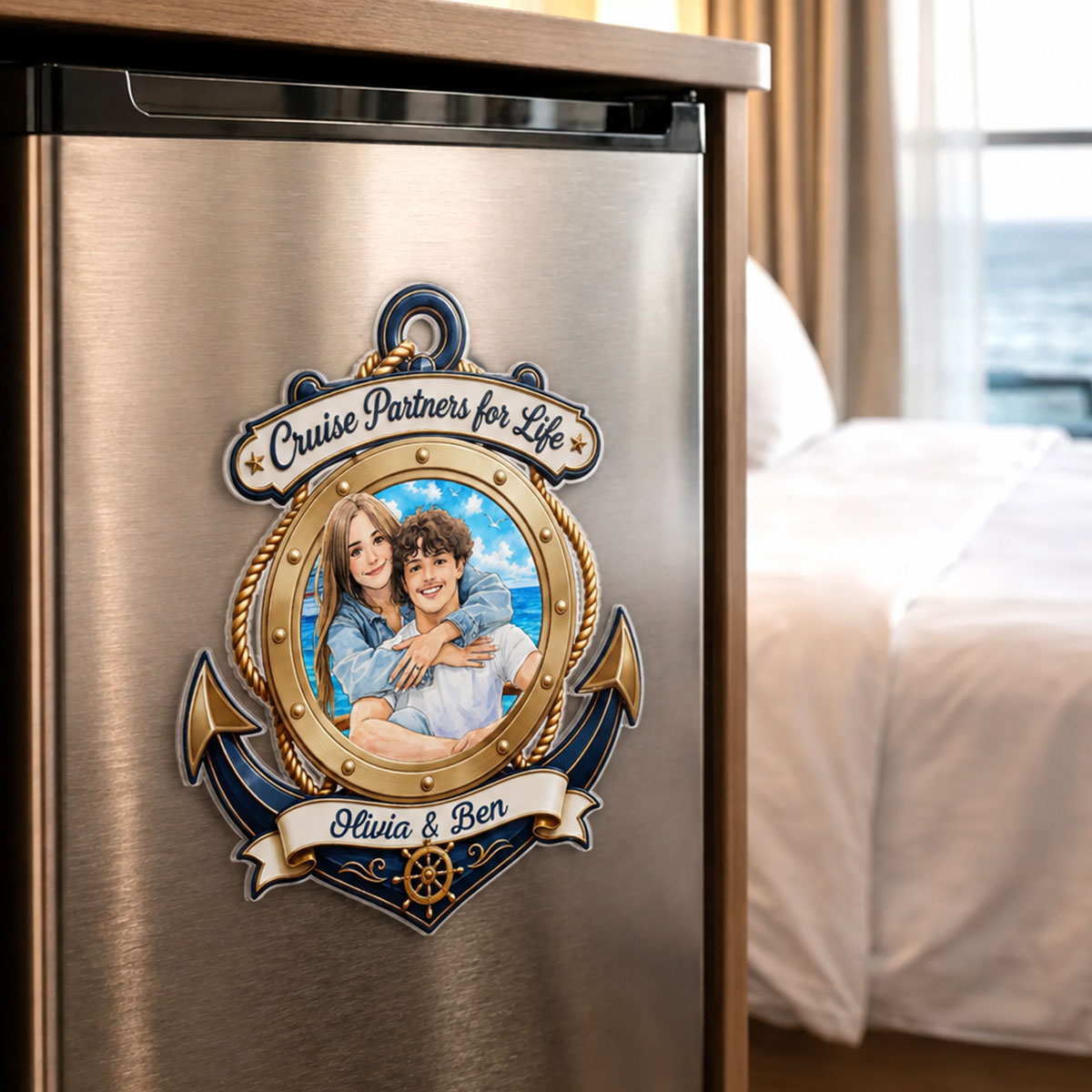 Cruise Partner for Life - Custom Photo Cruise Ship Fridge Magnet - Personalized Summer Vacation And Travel Gifts For Husband And Wife, Him And Her, Cruise Lovers