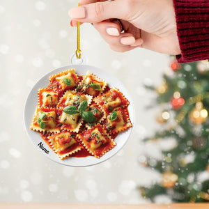 Personalized 2D Flat Ravioli Ornament, Ravioli Christmas Decor, Ravioli Tree Hanging Decor, Food Ravioli Lover Gift