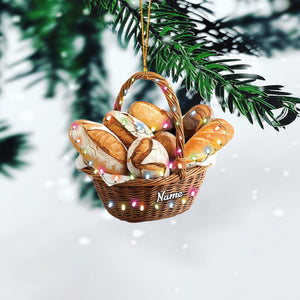Personalized Bread Basket Christmas Ornament, Bread Christmas Ornament, Baker Ornament Gift, Baking Ornament, Bakery Ornament