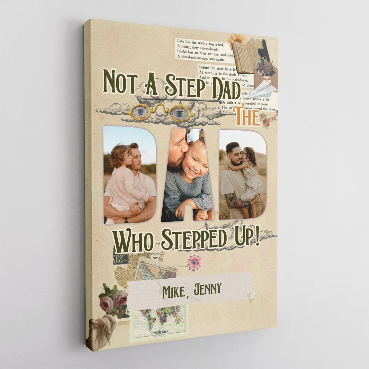 Not A Step Dad Who Stepped Up - Personalized Canvas - Gift For Dad, Father's Day, Birthday Gift