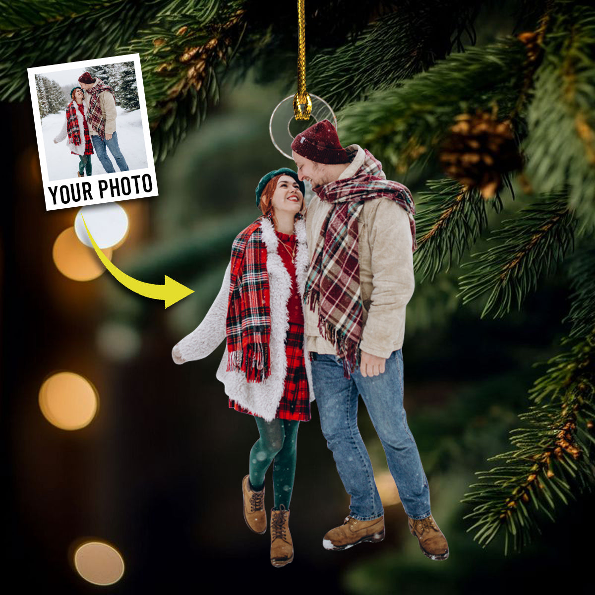 You And Me Custom Upload Photo - Personalized Shape Ornament - Christmas Gift For Couple