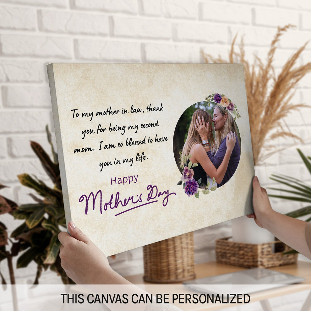 Thank You For Being My Second Mom - Personalized Canvas - Mother's Day Gift For Mother-in-law