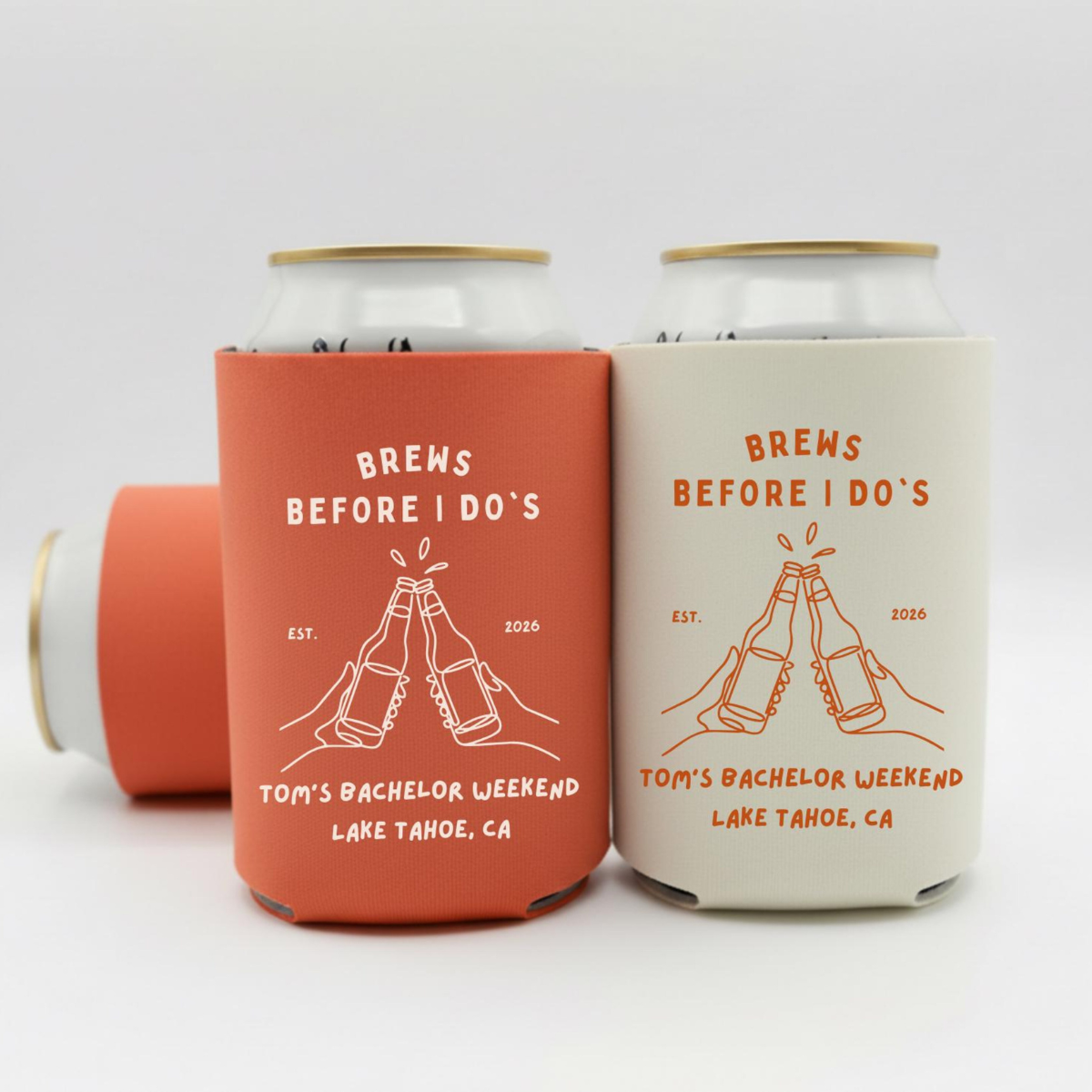 Brews Before I Do Can Cooler, Custom Bachelor Party Favor, Wedding Party Favor