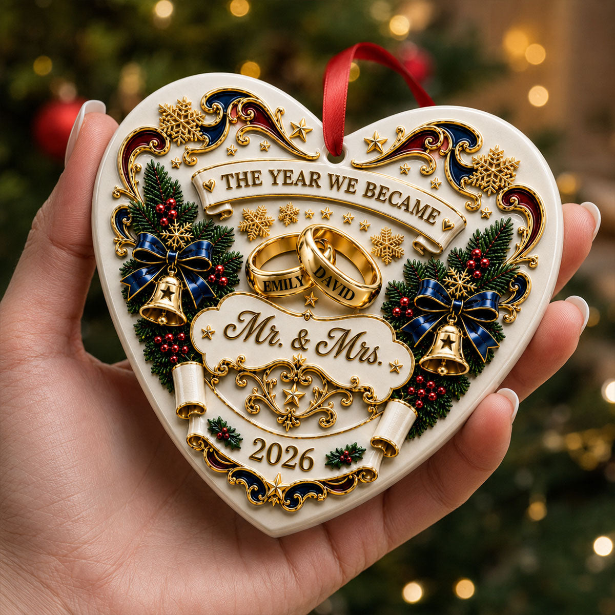 The Year We Became Mr & Mrs Ornament - Real 3D Raised Ornament