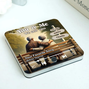 Old Couple Sitting On The Bench Personalized Music Fridge Magnet, Heartfelt Gift For Couple, Valentine's Day Gift