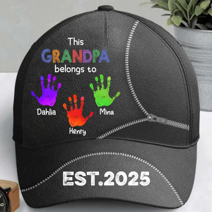 This Grandpa Belongs To Kids EST. Year - Personalized Classic Cap - Gift For Grandpa, Father's Day, Birthday Gift