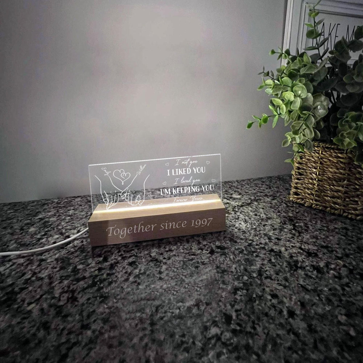 Forever Yours Personalized Couple Night Light, Romantic Valentine Couple, Wedding Gift, Gift for Her, Anniversary Gift, Bedroom Lamp