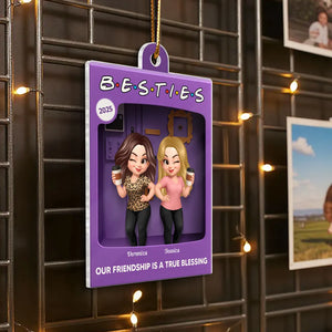 3D Effect Besties Forever Best Friends - Personalized Acrylic Ornament - Christmas Gift For Besties