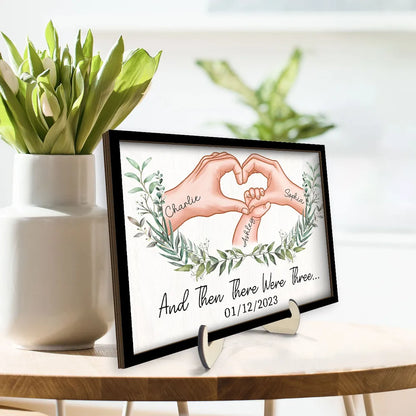 And Then There Were Three - Personalized Wooden Plaque - Gift for New Mom, New Dad