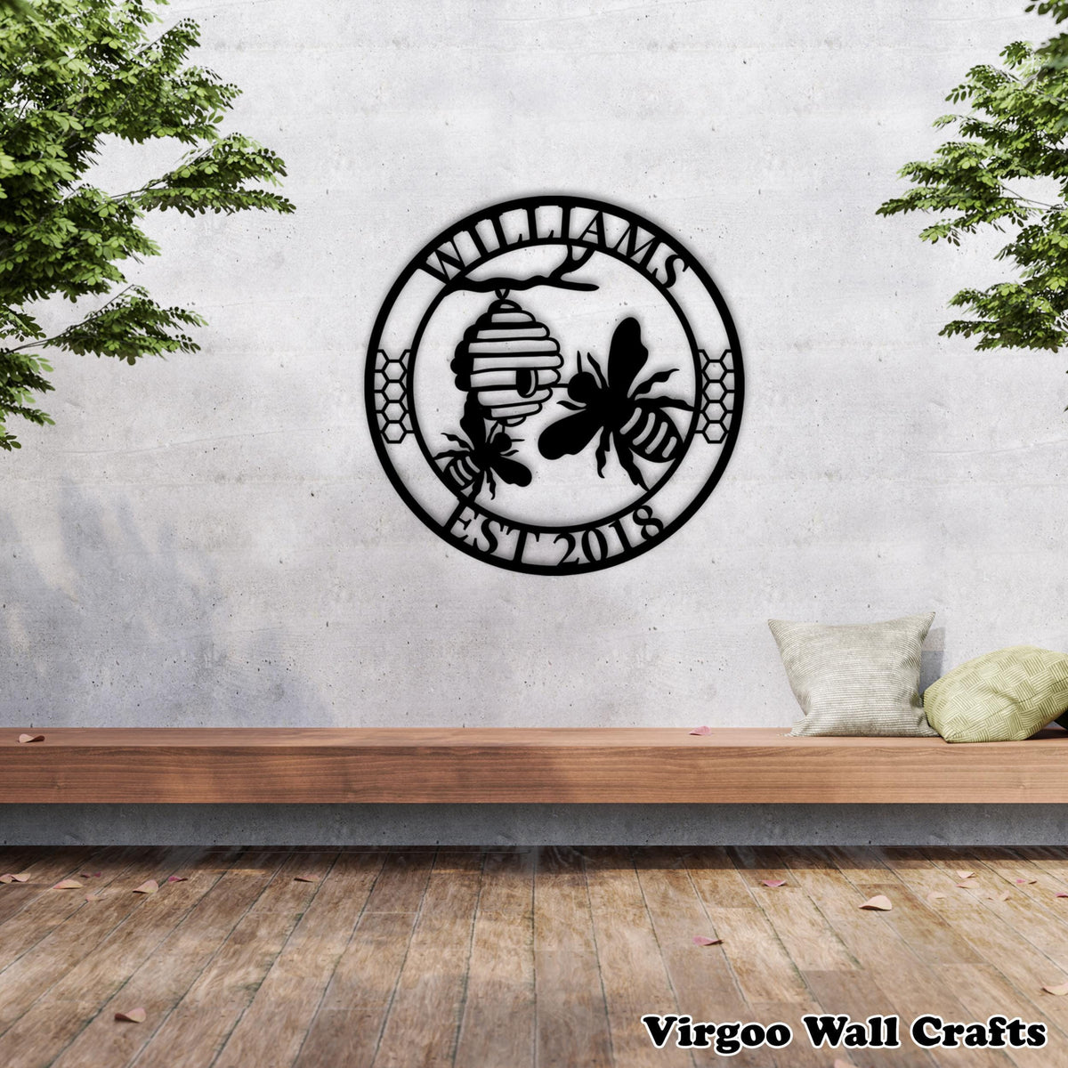 Personalized Honey Bee Metal Sign, Custom Garden Decor, Beekeeper Gift