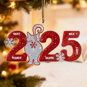 3D Shining Effect Christmas Cat Custom Names - Personalized Acrylic Ornament, Perfect Gift for Cat Lovers to Celebrate the Holiday Season