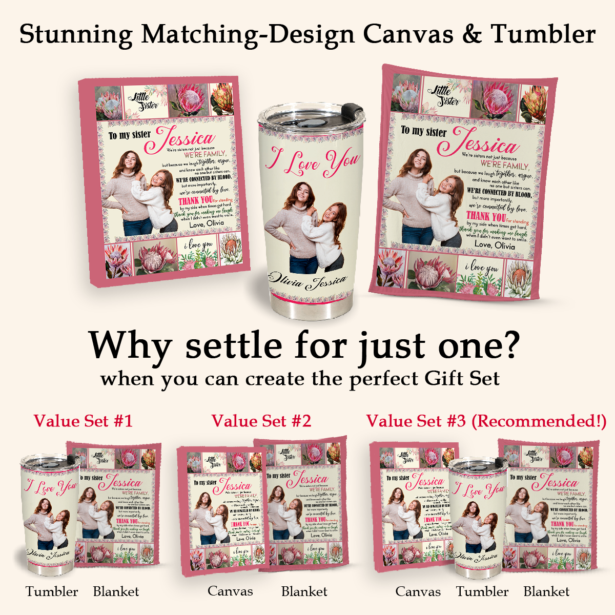 Gift For Sister Blanket, My Sister Protea Flower Connected By Love Gift From Sister Fleece Blanket