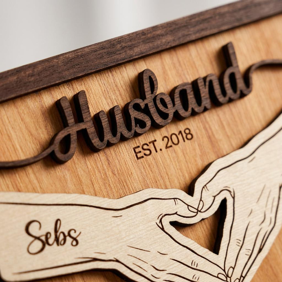 Personalized Dad Wooden Plaque, Custom Kid's Name Wooden Sign, Fist Bump Husband Wood Sign, Father's Day Gift For Dad, Husband, Him
