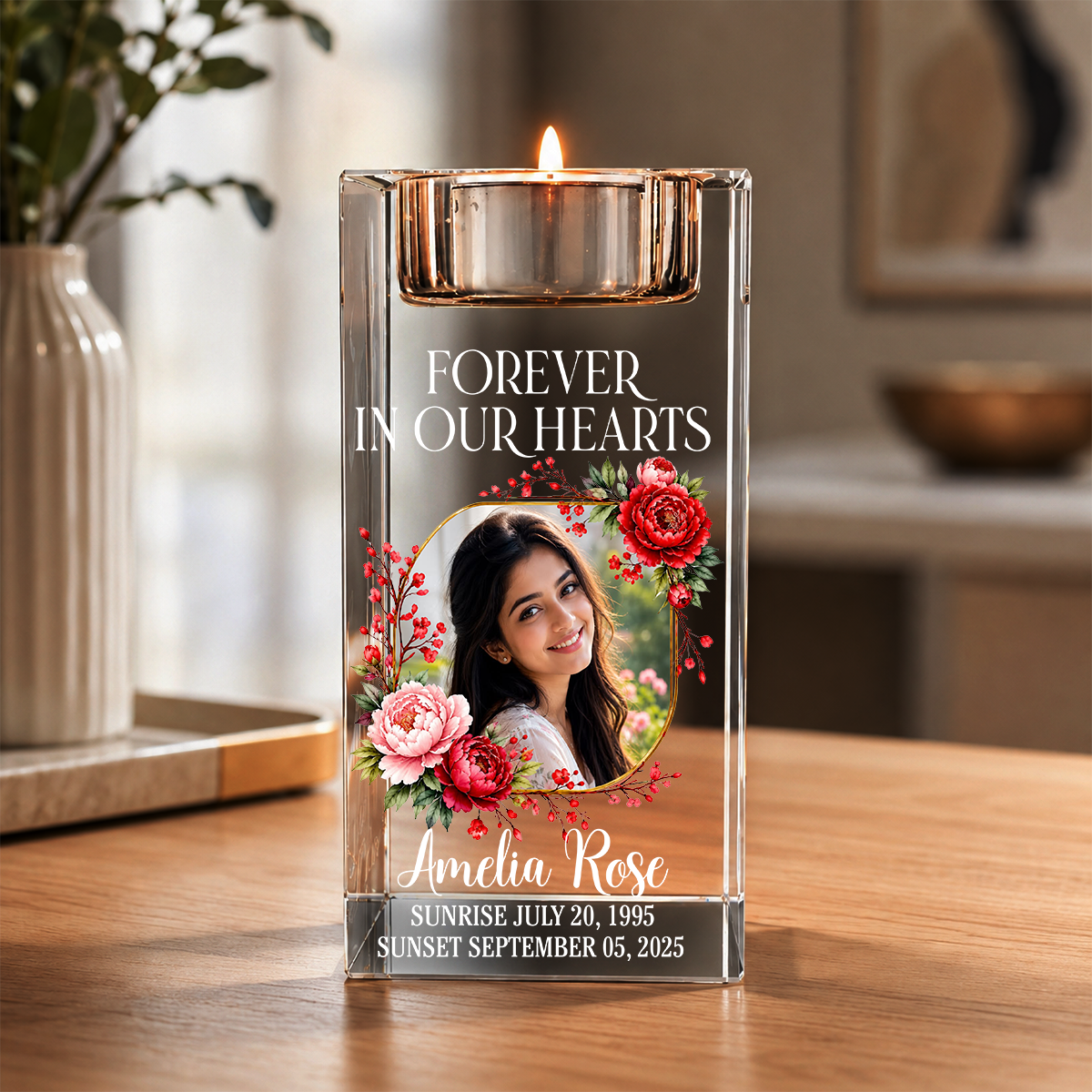 When You Miss Me Have No Fear Blessing - Personalized Crystal Candle Holder