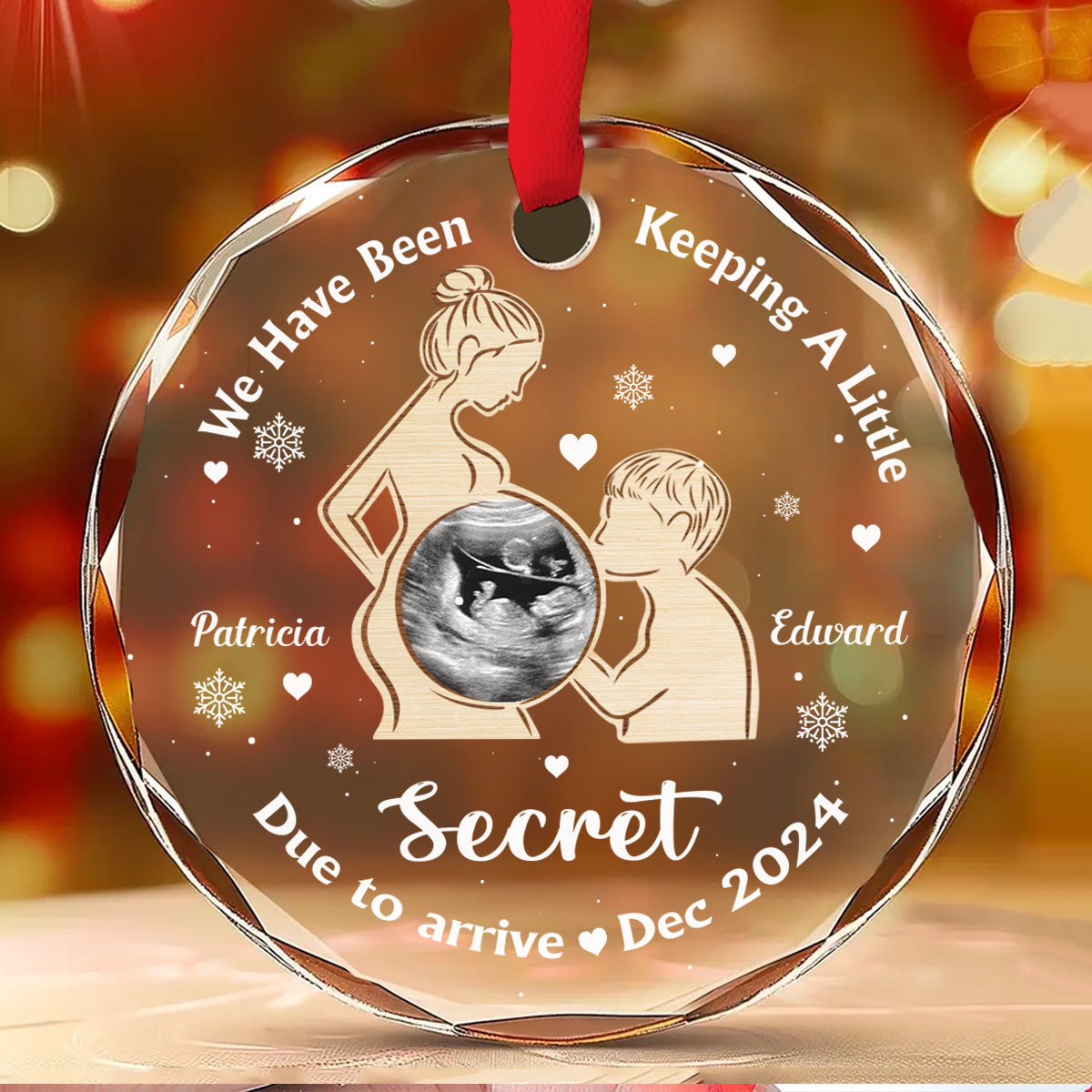 We Have Been Keeping A Little Secret - Personalized Crysal Ornament - Christmas Gift For New Parents, Baby Announcement