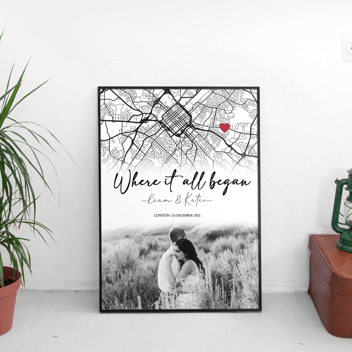 Where It All Began - Personalized Canvas - Engagement Picture Gift, Anniversary Gift For Couple, Custom Map Location