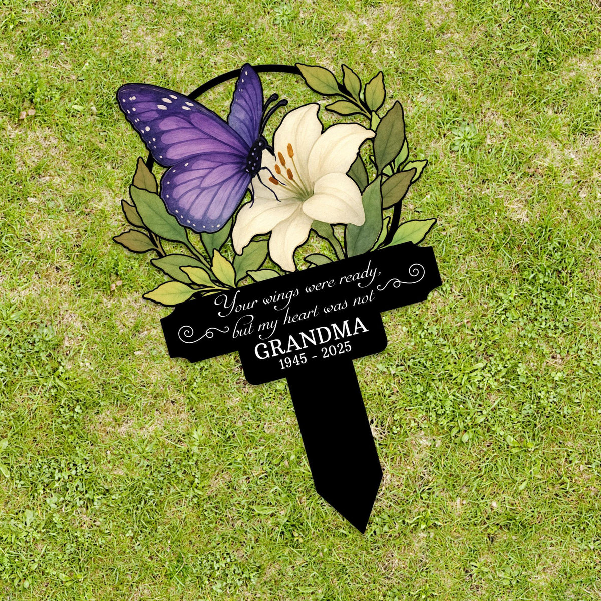 Custom Butterfly Memorial Garden Stake Metal, Loss of Grandma, Mother's Day Bereavement Gift, Grandma Memorial Yard Stake, Nana's Blessings