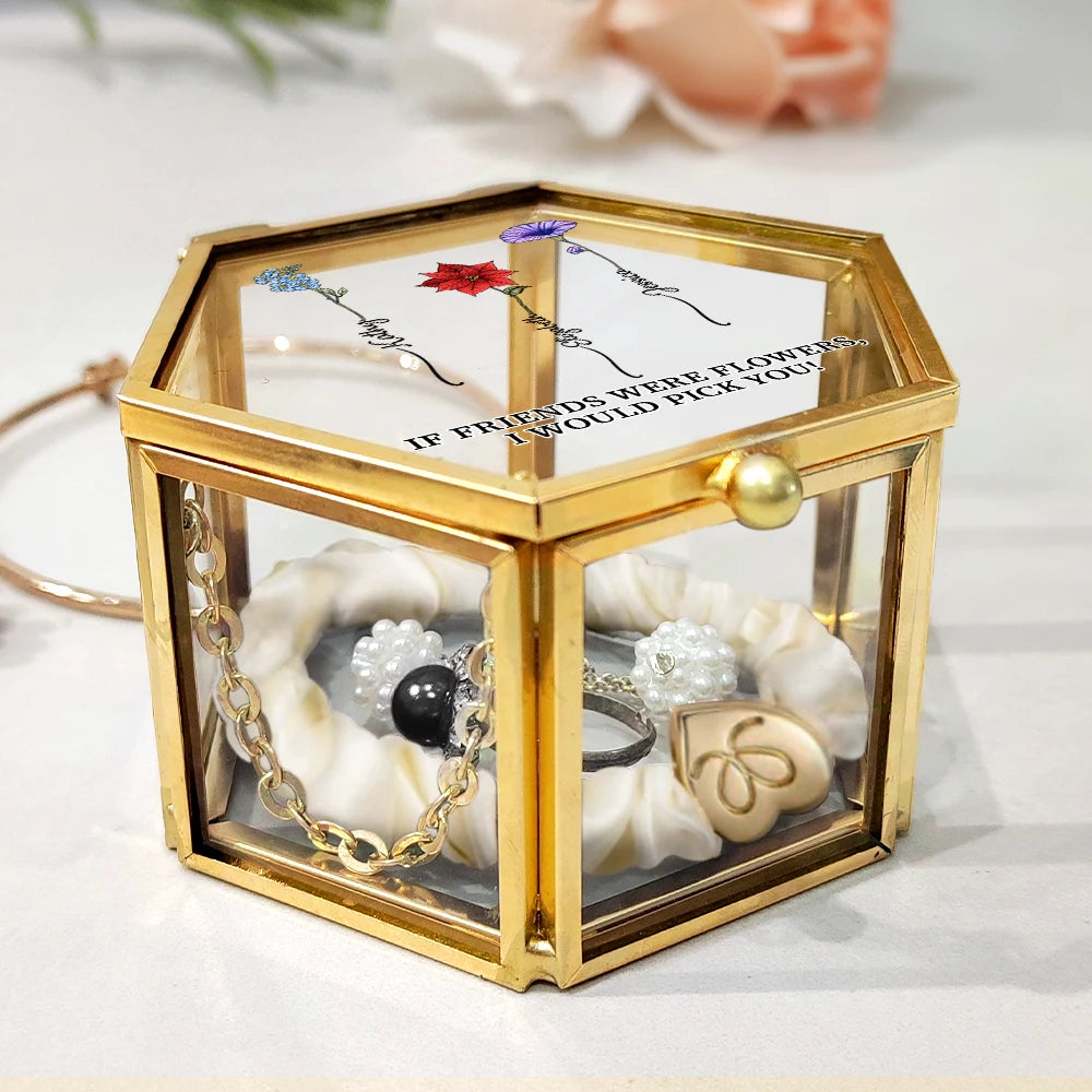 It Takes A Long Time To Grow An Old Friend - Personalized Hexagonal Glass Ring Box - Gift For Sister, Bestie, Friend