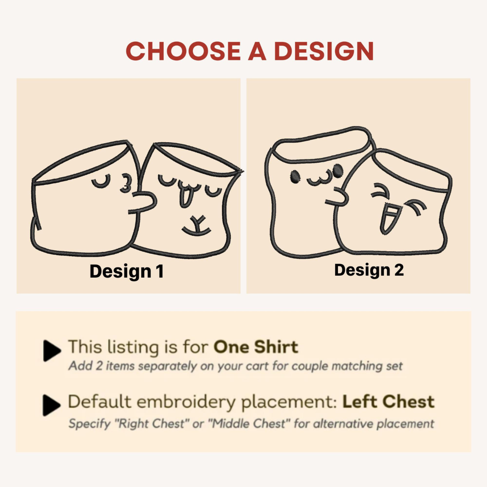 Marshmallow Love Embroidered Shirt, Roman Numeral Shirt, Matching Couple Shirt, Gifts For Couples