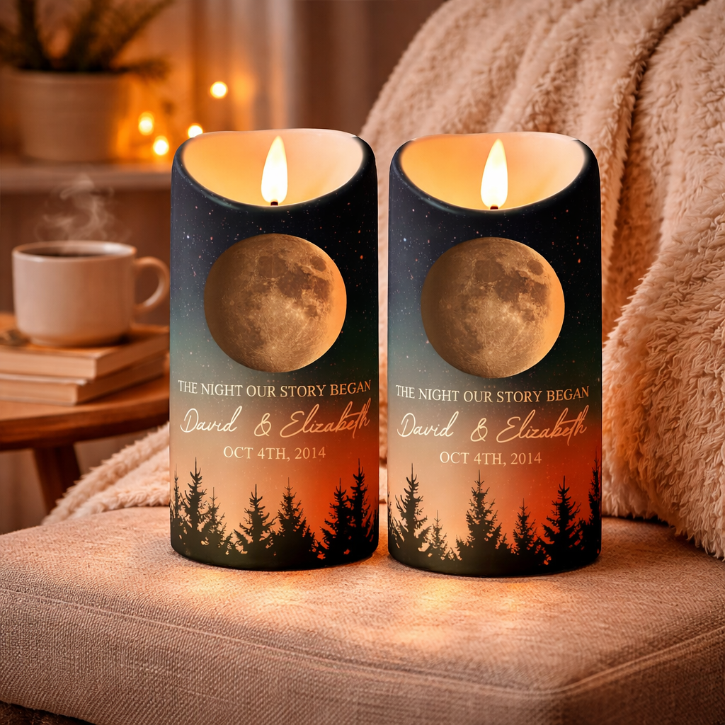 The Night Our Story Began - Personalized LED Candle - Gift For Couple, Anniversary Gift