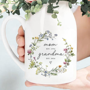 New Grandma Ceramic Flower Vase, First Time Grandma Gift, Mothers Day Gift, Flower Vase for Nana, Pregnancy Announcement, Gift for Mom,Birthday Gift