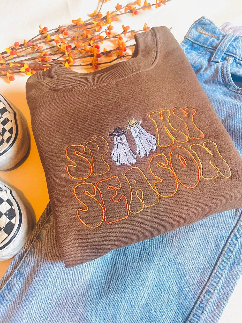 Spooky Season Western Embroidered Crewneck