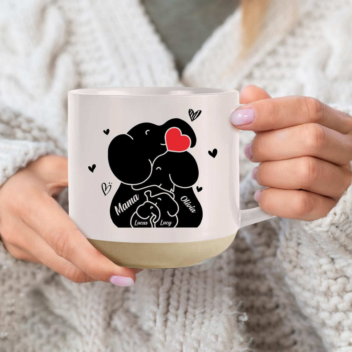 Personalized Elephant Family Mug, Custom Mom Mug, Mama Mug with Kid Names, Mother's Day Gift, Gift for Mom