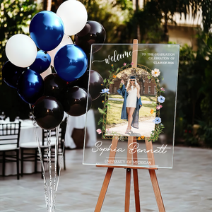 Floral Class Of 2026 Personalized Acrylic Welcome Sign