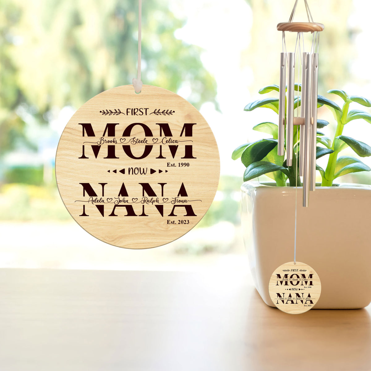 First Mom Now Grandma With Kid Names - Personalized Windchime - Gift For Grandma, Mother's Day, Birthday Gift