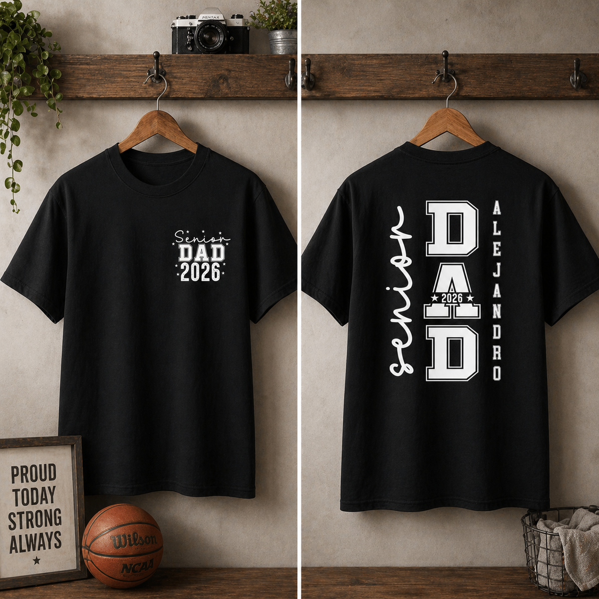 Senior Dad 2026 Double-Sided Shirt, Custom Name Graduation T-Shirt for Proud Fathers