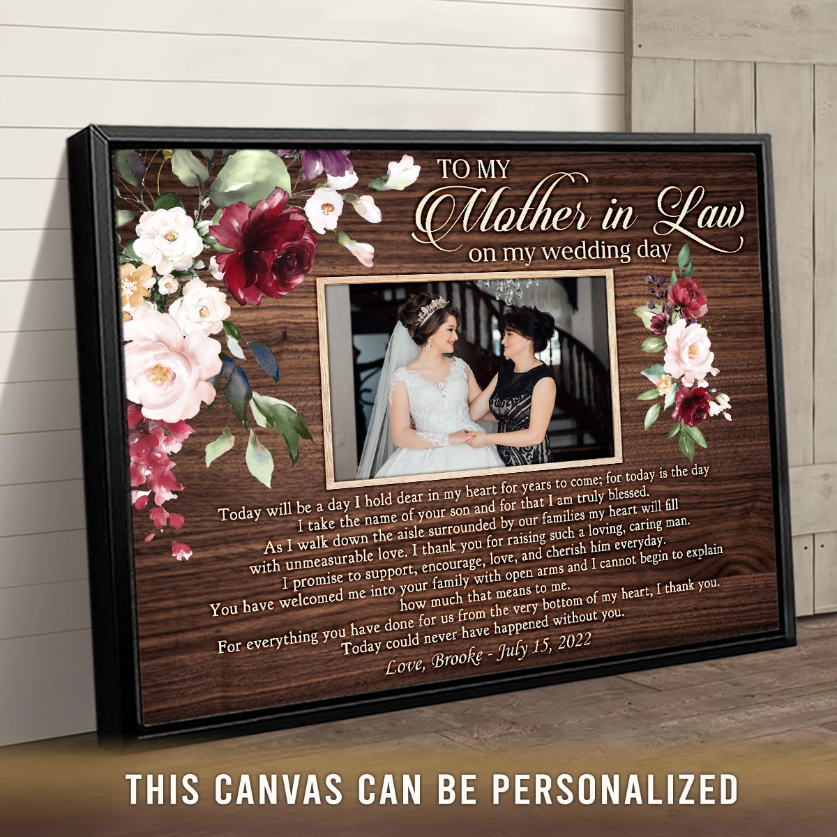 To My Mother-in-law On Wedding Day - Personalized Canvas - Gift For Mother-in-law, Wedding Day Gift